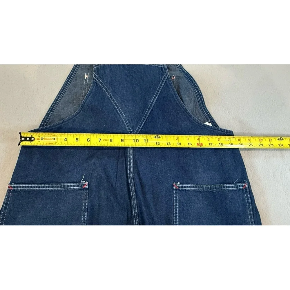 VTG Big Yank Denim Overalls 38x30 USA Made 70s Workwear Red Stitch Button fly - Picture 13 of 14